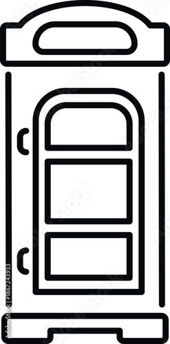 Portable toilet outline icon for temporary sanitation and public hygiene needs