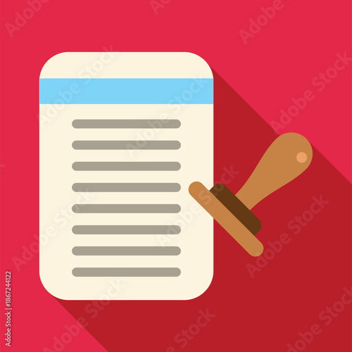 Document receiving a rubber stamp, representing official approval or certification