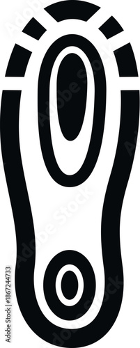 Black outline of a single shoe print creating a minimalist vector icon