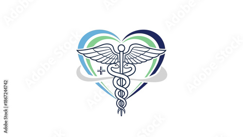 Medical Symbolism in Heart-Shaped Illustration Representing Healthcare and Wellness