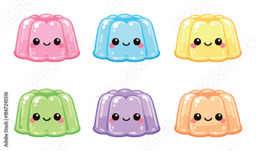Colorful cartoon jelly characters with cute smiles