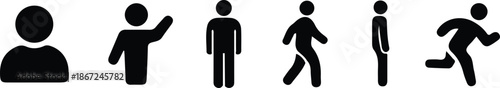 man walk person black people icons set vector illustration collection design