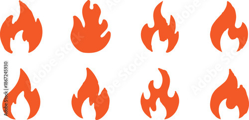 fire flames icon set vector design illustration collection art 8 logo