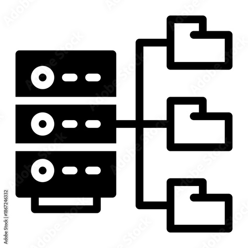 File Storage Networking Data Management Icon from Network and Database Icon Collection (Mixed style)
