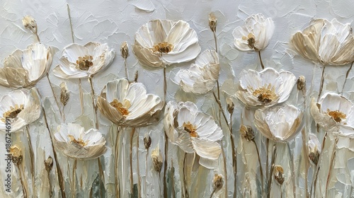 White buttercups field Oil Painting