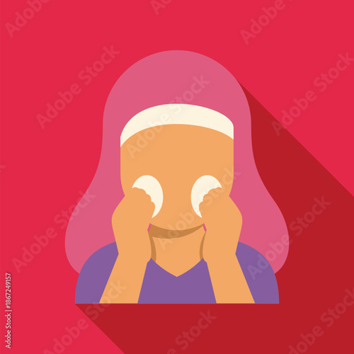 Woman removing makeup or cleansing skin with cotton pads, focusing on facial care