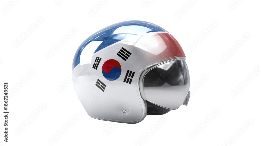 Fototapeta premium Motorcycle helmet with South Korea flag