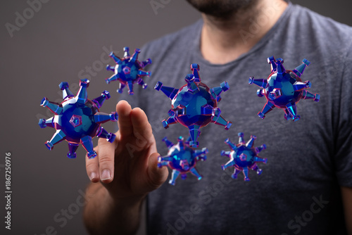 Concept image of a man touc...