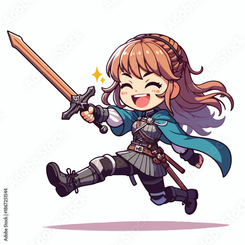 a swordsman is unsheathing her sword
