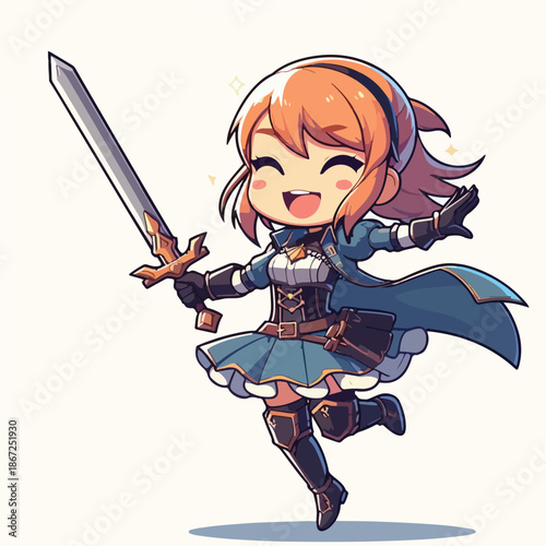 a swordsman is unsheathing her sword