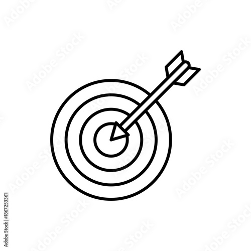 Target icon, vector line isolated on white background. Trendy and modern design.