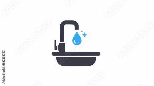 Water Faucet With Drop Splashing.