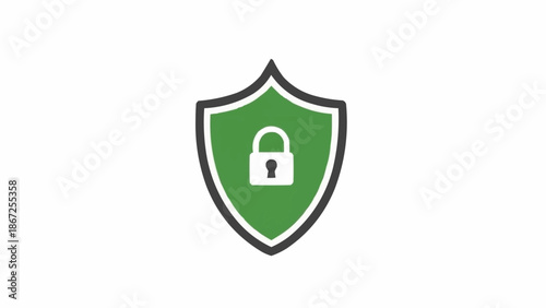 Green shield with white lock icon.