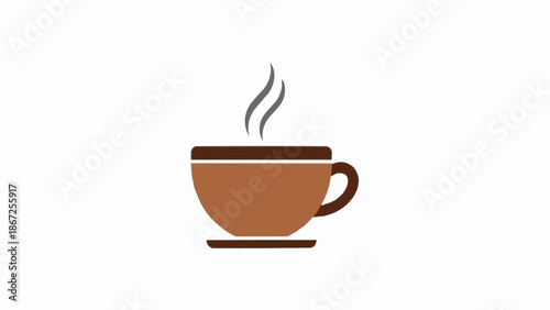 Brown Coffee Cup with Steam Rising.