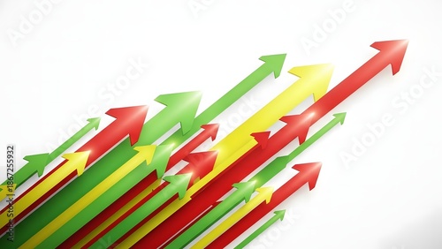 Digital Holographic Bar Chart with Up Arrow