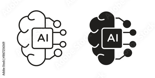 AI brain icons Vector Symbol Design Illustration - for app or web. color editable