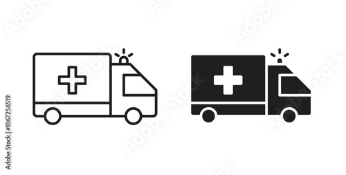 Ambulance icons Vector Symbol Design Illustration - for app or web. color editable