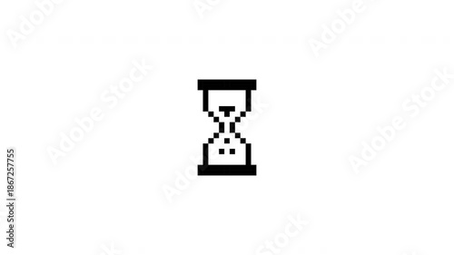 Pixel art hourglass icon animation. Pixelated vector waiting sign in 8 bit arcade game style. Loading bar. 4k video on transparent background
