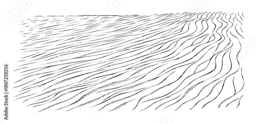 Handdrawn abstract lines creating a flowing organic surface texture in monochrome, perfect for contemporary wall coverings, packaging, or digital media.