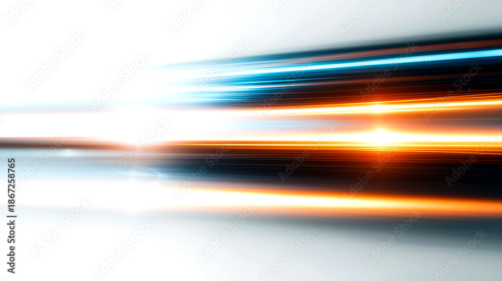 Fototapeta premium 青とオレンジの閃光エネルギーのエフェクト背景