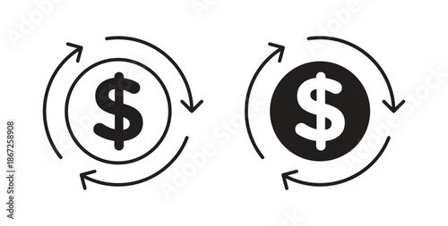 Cash flow icons Vector Symbol Design Illustration - for app or web. color editable