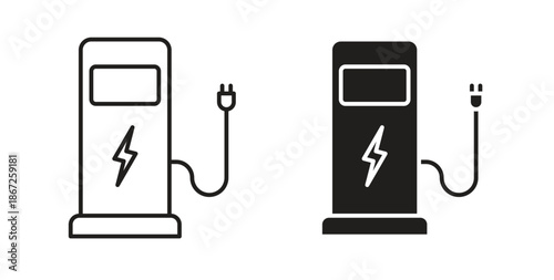 Charging station icons Vector Symbol Design Illustration - for app or web. color editable