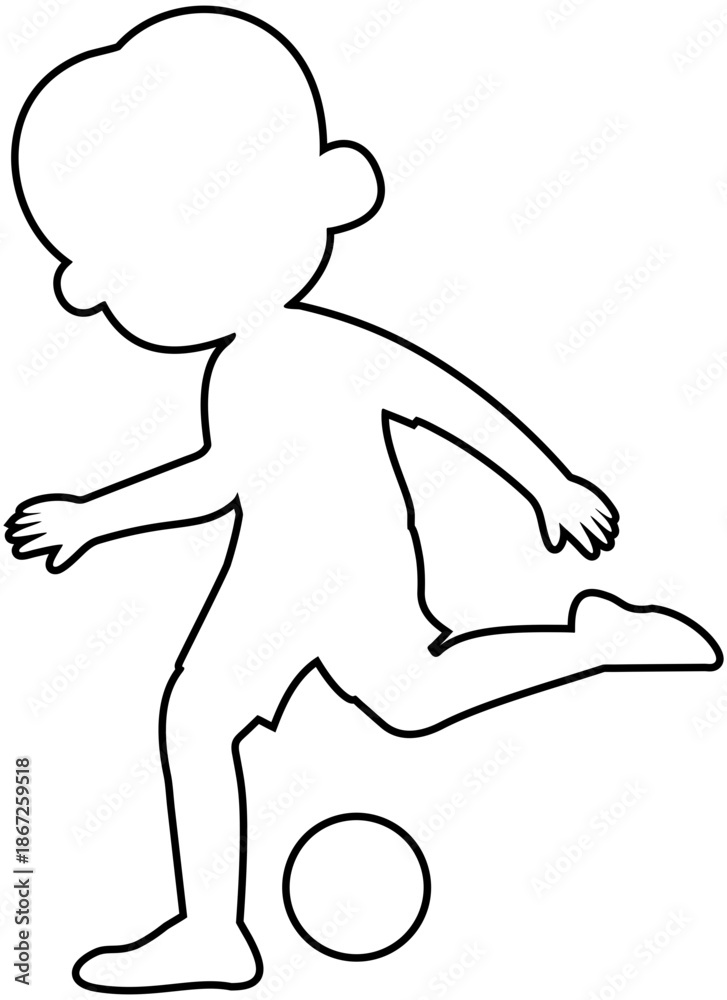 Fototapeta premium Soccer Player Pose Outline Graphic. Editable Color Vector