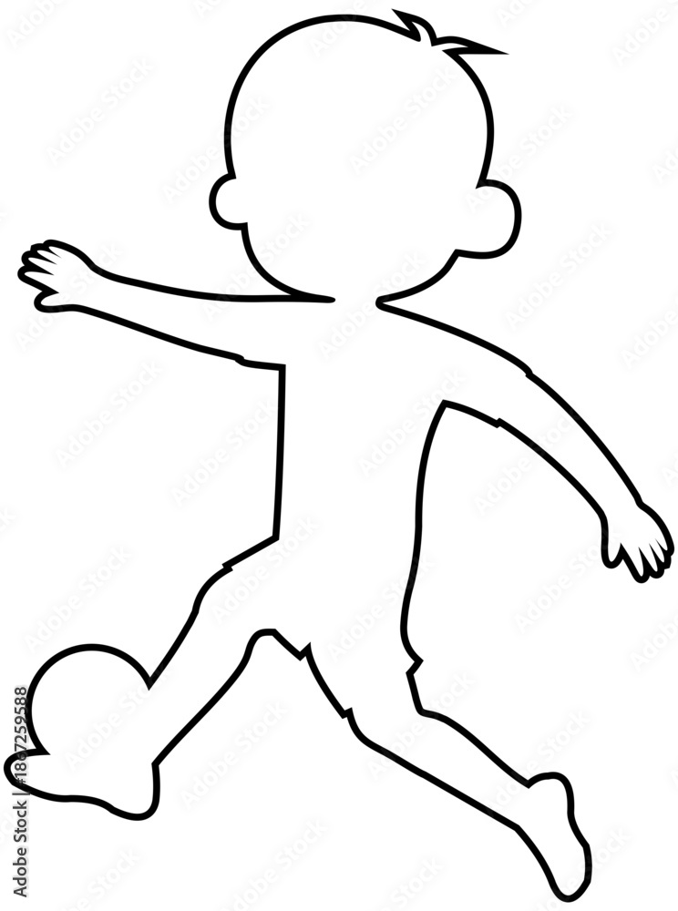 Fototapeta premium Soccer Player Catching Ball with Inner Foot. Outline Graphic. Editable Color Vector