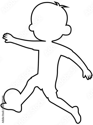 Soccer Player Catching Ball with Inner Foot. Outline Graphic. Editable Color Vector