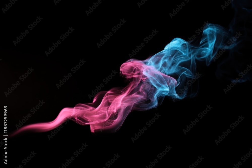 Fototapeta premium Flowing Neon Smoke on Dark Background