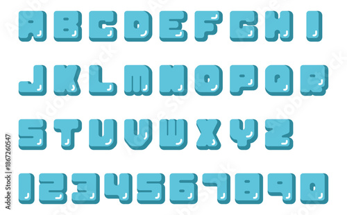 ぷっくりアルファベットフォント(ブルー)