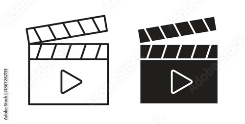 Film clapperboard icons Vector Symbol Design Illustration - for app or web. color editable