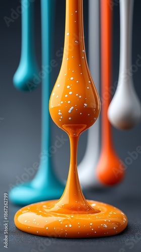 Vibrant Liquid Drips and Polka Dot Fluid Droplets Falling Abstract