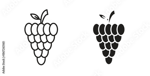 Grapes icons Vector Symbol Design Illustration - for app or web. color editable