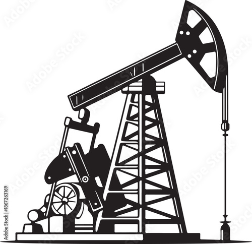 Oil Pump Jack Black Silhouette Icon for Energy Production