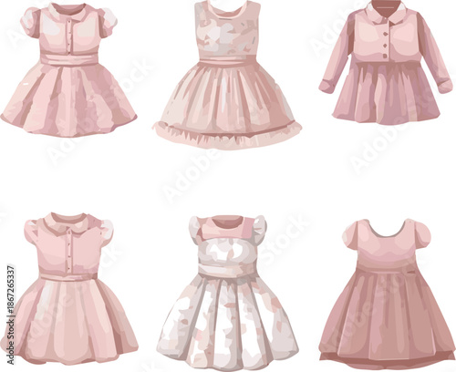 Isolated a kinds of deferent modern kids dress vector art with white background.