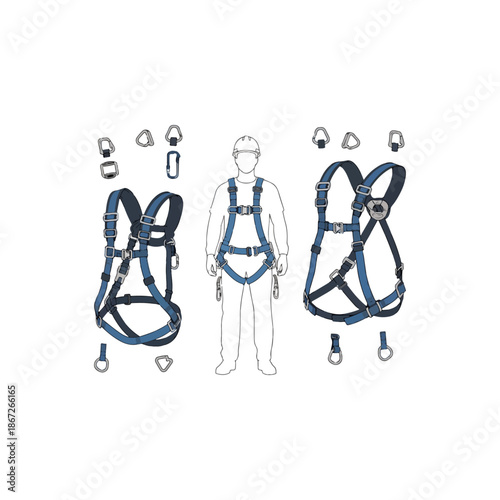 Safety Harness Equipment for Climbing Workers.
