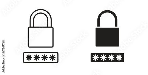 Password icons Vector Symbol Design Illustration - for app or web. color editable