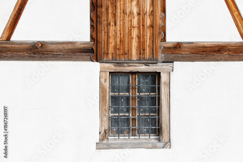 Close-up of a rustic window...