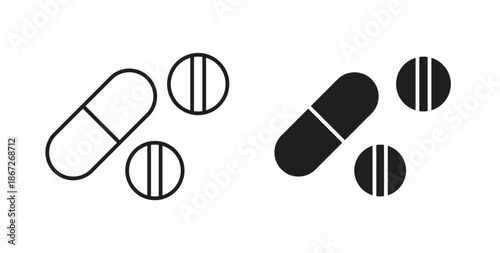 Pills icons Vector Symbol Design Illustration - for app or web. color editable
