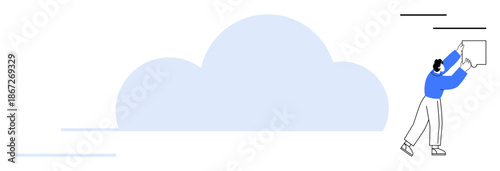 Cloud storage concept. Illustration of data upload and management in digital cloud systems. Cloud storage enhancing seamless file sharing, online collaboration, and remote access for businesses