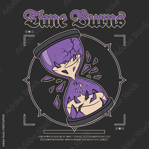 Broken Hourglass Symbolizing Times Passage and Decay.