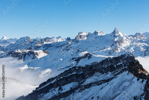 Dramatic aerial view of sno...