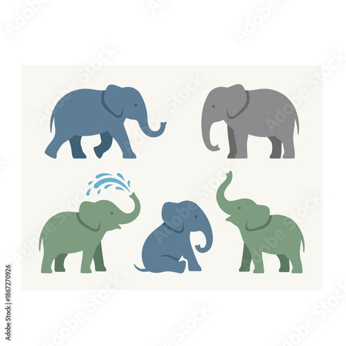 Collection of elephant silhouettes.