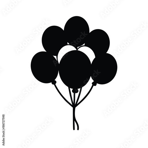 balloon-bouquet-silhouette--black-vector-illustrat.eps