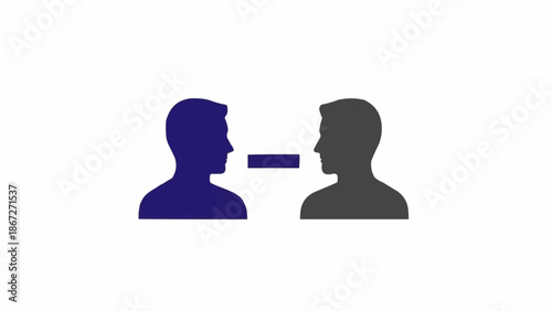 Two people communicating in profile.