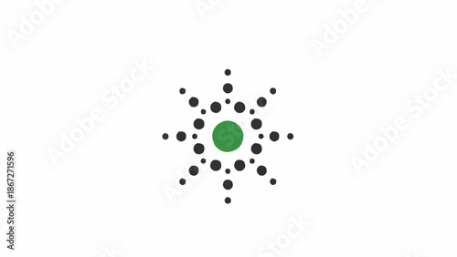 Green circle surrounded by dots.