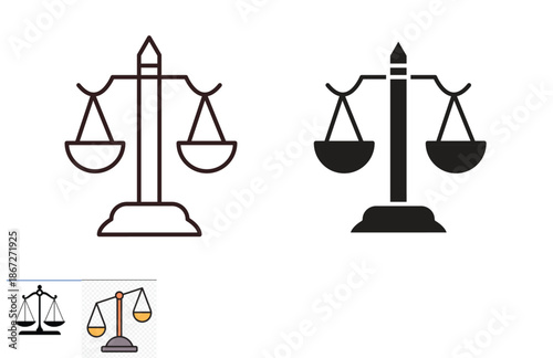 Scales of justice icons Vector Symbol Design Illustration - for app or web. color editable
