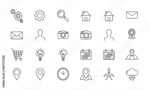 Print  Essential Minimalist Outline Interface Icon Set