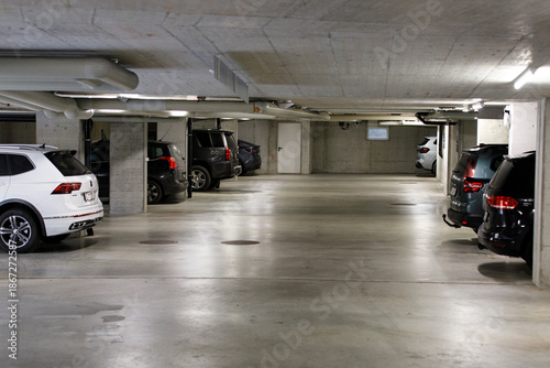 Modern underground car park...
